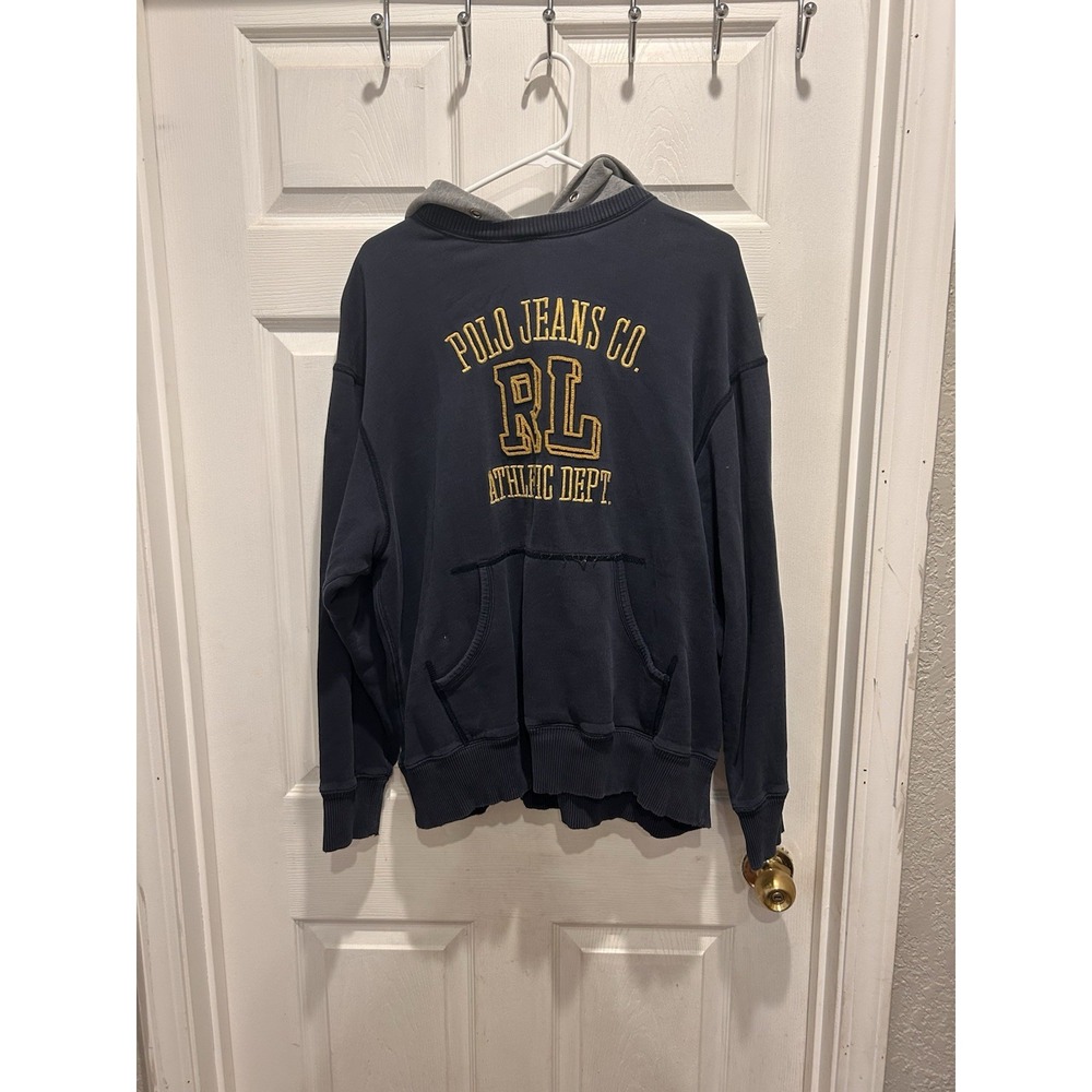 Polo by Ralph Lauren Navy Hoodie with Yellow Logo